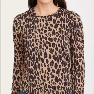 7 For All Mankind leopard puff sleeve shirt, size small